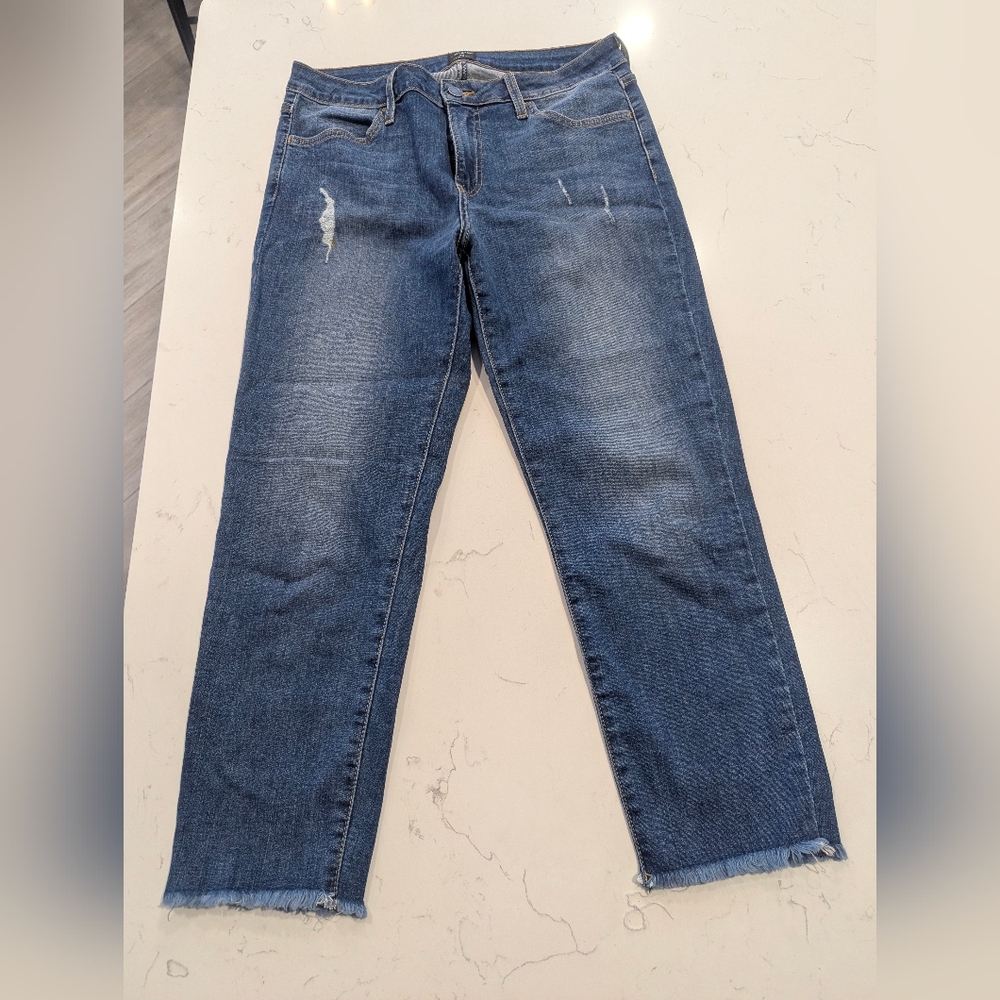 Stitch Fix Women's Just Black Frayed Hem AnkleDistressed Denim Jeans